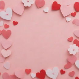 Design a heartfelt Valentine's Day-themed gift card background filled with romantic elements like hearts, flowers, and soft colors to reflect the warmth and love of the occasion