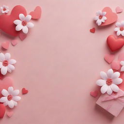 Design a heartfelt Valentine's Day-themed gift card background filled with romantic elements like hearts, flowers, and soft colors to reflect the warmth and love of the occasion