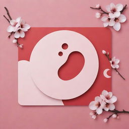 Create a Valentine's Day-themed gift card background, incorporating traditional Korean symbols like the Hanbok, the Yin and Yang symbol, or cherry blossoms to signify love and romance