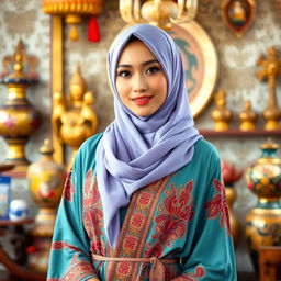 A stunning 23-year-old Indonesian woman exuding confidence, with a slim and sexy body