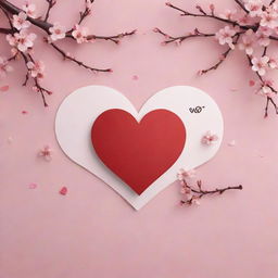 Create a Valentine's Day-themed gift card background, incorporating traditional Korean symbols like the Hanbok, the Yin and Yang symbol, or cherry blossoms to signify love and romance