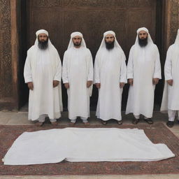 An honorable scene showing a deceased individual respectfully covered in a white shroud (kain kafan), according to cultural tradition