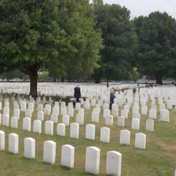 A serene picture of a respectful Islamic burial taking place, showcasing the body being peacefully laid to rest in the solemn ground of the cemetery