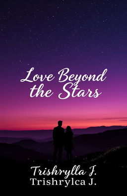 A romantic and dreamy twilight sky filled with twinkling stars, showcasing a gradient of deep purple and soft pink