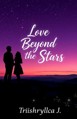 A romantic and dreamy twilight sky filled with twinkling stars, showcasing a gradient of deep purple and soft pink
