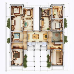 Detailed and clear floor plan of a modern two-story house with multiple rooms including a living room, kitchen, bathrooms and bedrooms