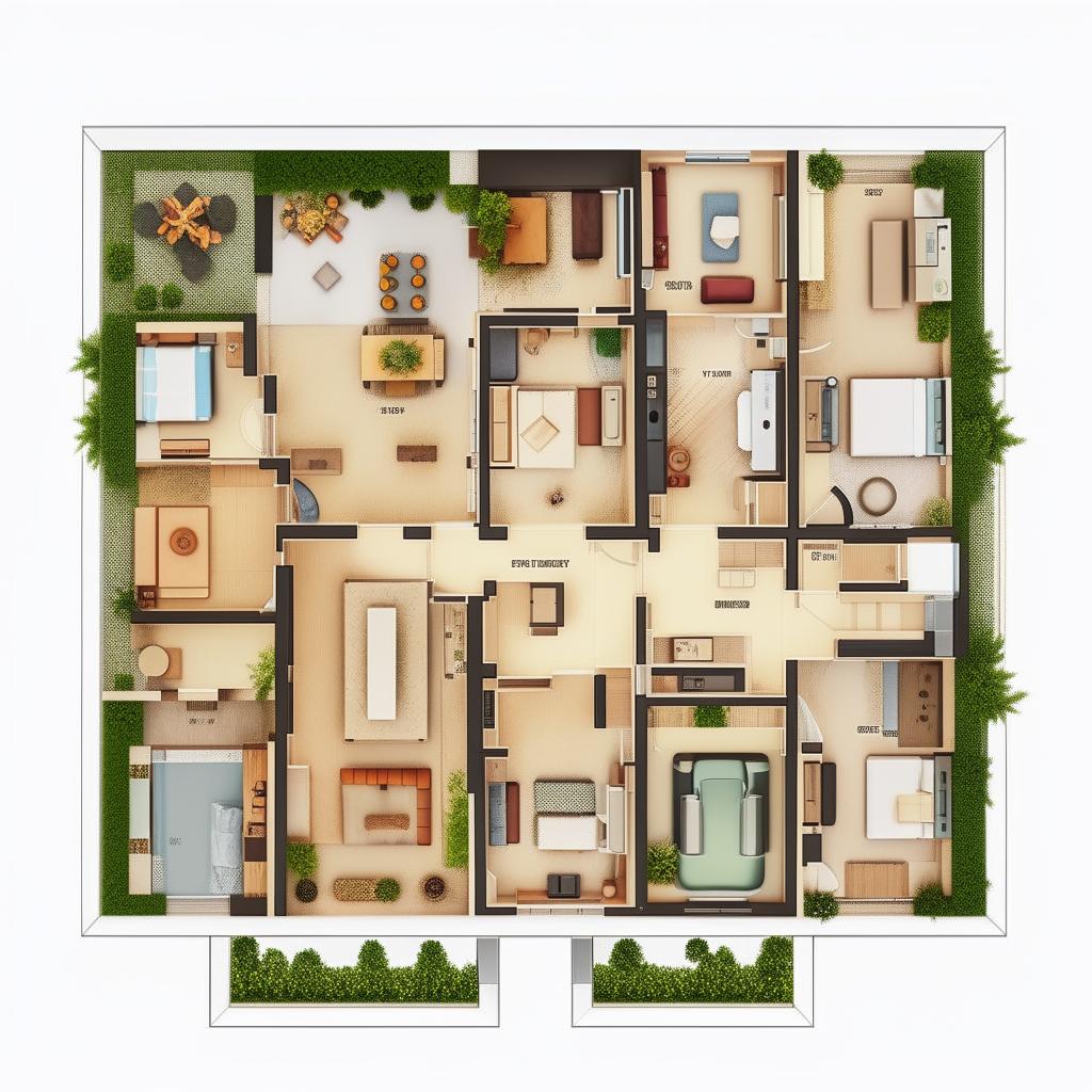 Detailed and clear floor plan of a modern two-story house with multiple rooms including a living room, kitchen, bathrooms and bedrooms