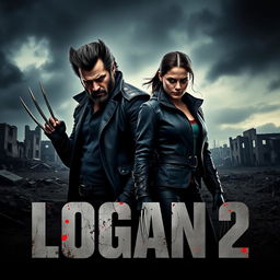 An intense and dramatic teaser poster for 'Logan 2' featuring Hugh Jackman as Logan/Wolverine and Dafne Keen as Laura/X-23