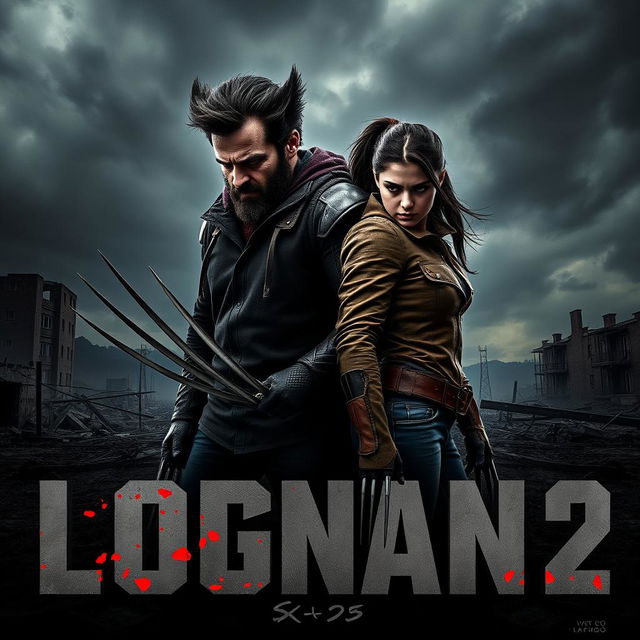 An intense and dramatic teaser poster for 'Logan 2' featuring Hugh Jackman as Logan/Wolverine and Dafne Keen as Laura/X-23