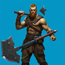 A portrait of a male human warrior aged 27, resembling Drax from Guardians of the Galaxy