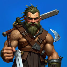 A portrait of a male human warrior aged 27, resembling Drax from Guardians of the Galaxy