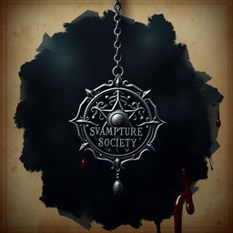 An emblem from a secret society, intricately designed, hanging from a delicate necklace chain