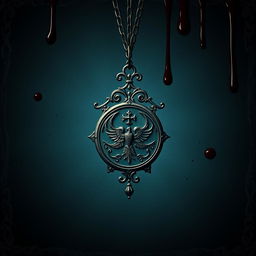 A mystical emblem from a secret society, intricately designed and hanging from a ornate necklace chain