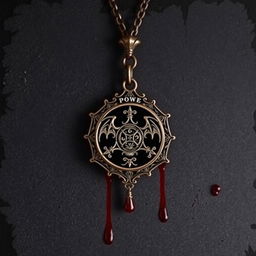 A mystical emblem from a secret society, intricately designed and hanging from a ornate necklace chain