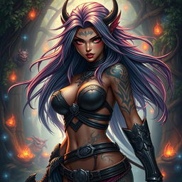 A captivating futa character depicted in a detailed fantasy setting, exuding a powerful and confident aura