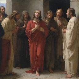 Christ forgiving the adulterous woman in the style of Carl Bloch