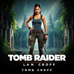 A captivating teaser poster for 'Tomb Raider: Lara Croft (2025)', featuring Jenna Ortega as the iconic character, Lara Croft