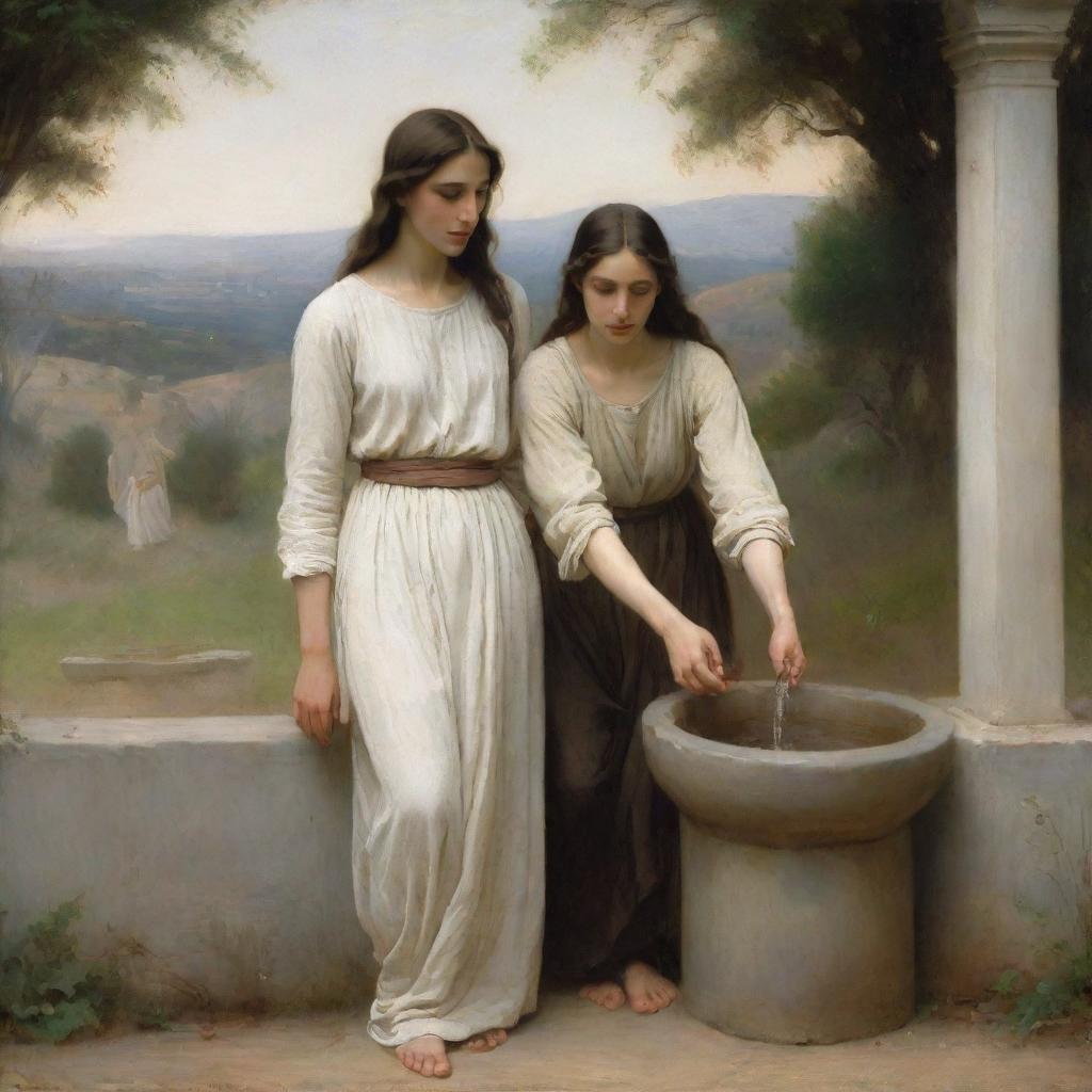 Christ and the woman at the well, interpreted in the style of William-Adolphe Bouguereau