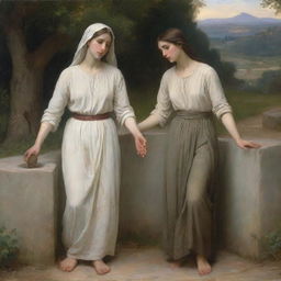 Christ and the woman at the well, interpreted in the style of William-Adolphe Bouguereau