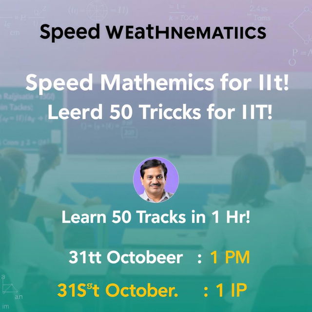 An advertisement for an upcoming webinar titled 'Speed Mathematics for IIT'