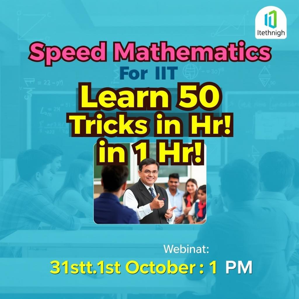 An advertisement for an upcoming webinar titled 'Speed Mathematics for IIT'