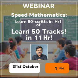 An advertisement for an upcoming webinar titled 'Speed Mathematics for IIT'