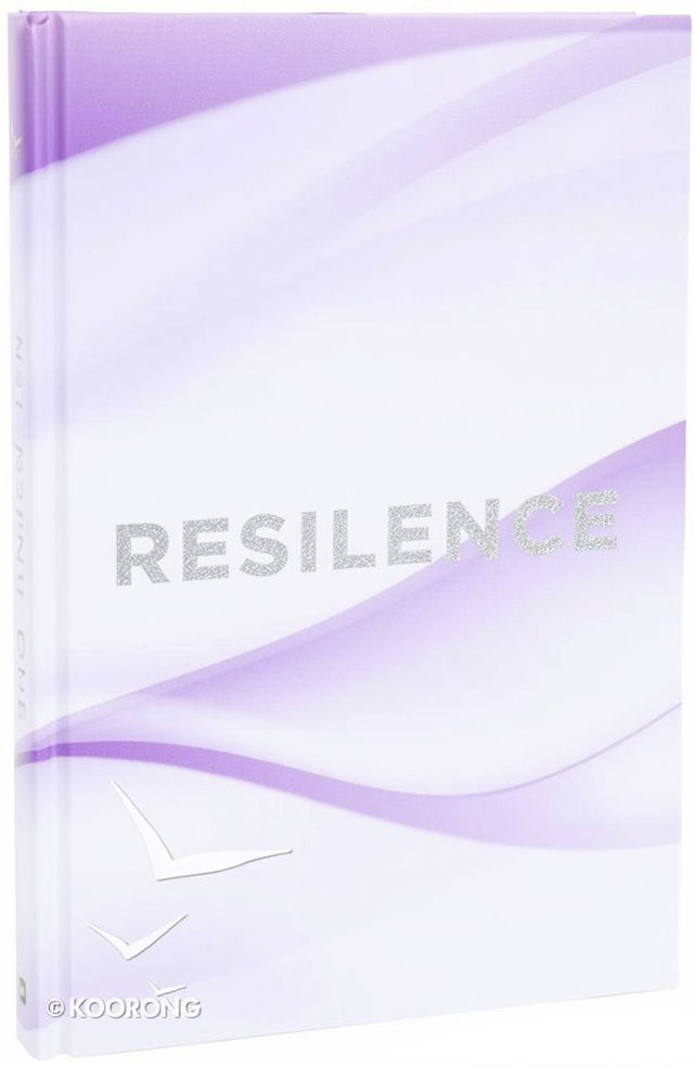 A white cover with smooth gradients of purple, featuring the word 'RESILIENCE' in a shimmering silver font prominently displayed in the center