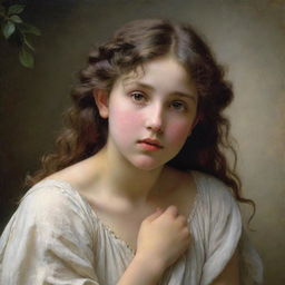 Craft an image in the style of William-Adolphe Bouguereau, using his traditional aesthetic of detailed realism, soft textures, and ethereal lighting