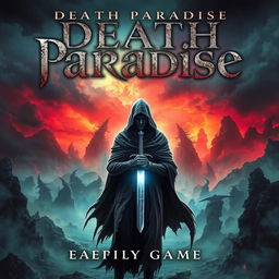 A gripping fantasy novel cover for "Death Paradise" showcasing a dark and mysterious atmosphere