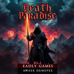 A gripping fantasy novel cover for "Death Paradise" showcasing a dark and mysterious atmosphere
