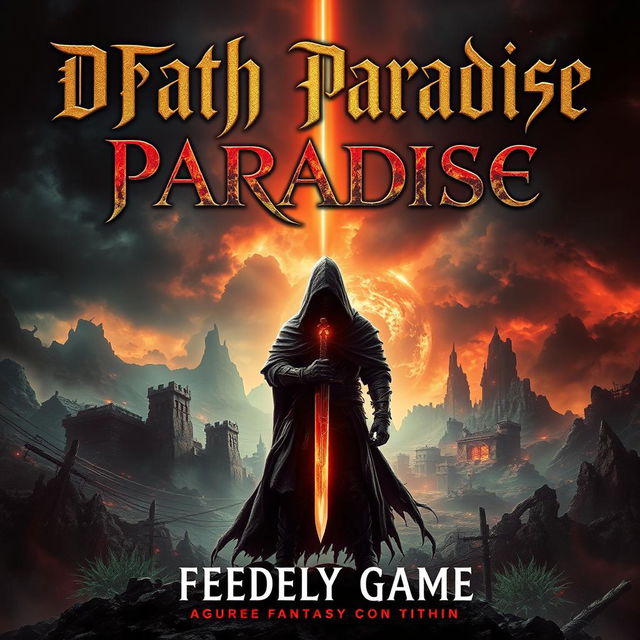 A gripping fantasy novel cover for "Death Paradise" showcasing a dark and mysterious atmosphere