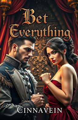 A captivating scene showcasing a beautiful and dangerous lord with striking features, exuding an air of authority and charm, facing off against a sassy, ordinary woman with a confident stance and playful expression
