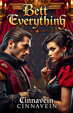 A captivating scene showcasing a beautiful and dangerous lord with striking features, exuding an air of authority and charm, facing off against a sassy, ordinary woman with a confident stance and playful expression