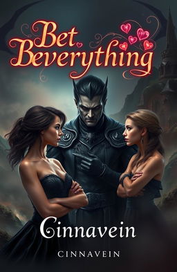 A stunning and alluring dark lord with an air of danger, exuding power and charisma, stands confidently before a sassy, ordinary woman who is looking defiantly at him, suggesting a playful challenge