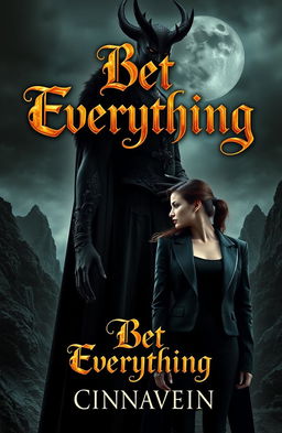 A striking visual of a beautiful and dangerous lord of the dark, embodying an aura of mystery and power, standing confidently against a backdrop of a gothic terrain