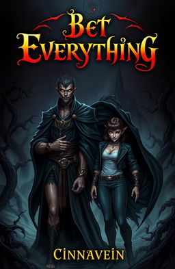 A dangerous and beautiful lord of darkness, depicted as a powerful and mysterious figure with flowing dark robes and glowing eyes, standing confidently in a shadowy realm
