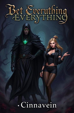 A dangerous and beautiful lord of darkness, depicted as a powerful and mysterious figure with flowing dark robes and glowing eyes, standing confidently in a shadowy realm