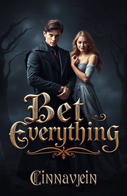 A dramatic book cover depicting a young and beautiful lord of darkness, exuding an aura of mystery and power, standing confidently as a sassy woman challenges him with a playful smirk