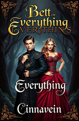 A stunning medieval book cover featuring a young and beautiful lord of darkness with a brooding expression, dressed in ornate dark robes adorned with mystic symbols