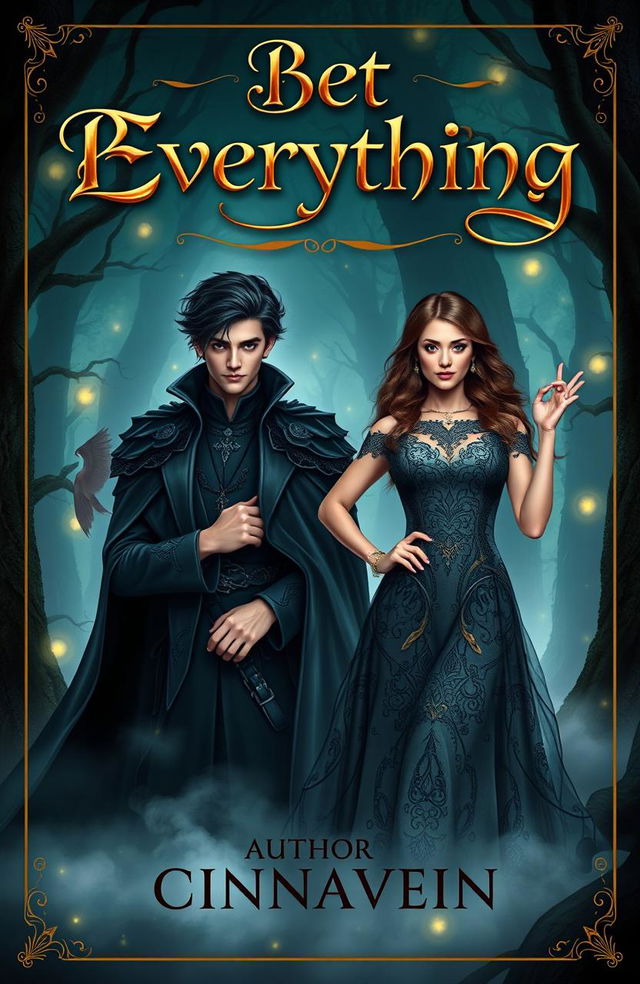 A captivating book cover featuring a young and beautiful lord of darkness, dressed in elegant dark robes, exuding a mysterious and alluring aura