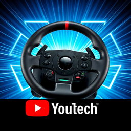 A striking YouTube thumbnail featuring the Logitech G29 racing wheel prominently in the foreground