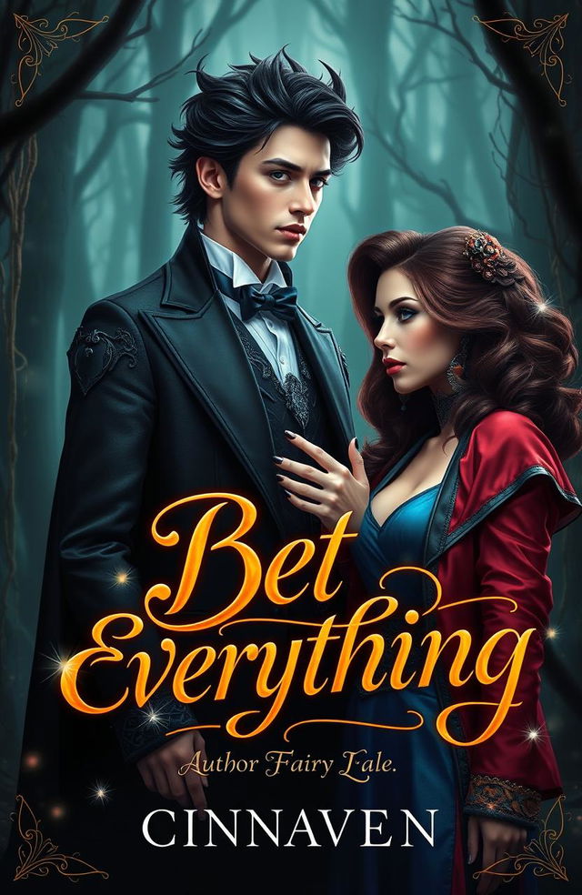 A stunning book cover featuring a young and beautiful lord of darkness, adorned in elegant yet dark attire, with a mysterious and captivating expression