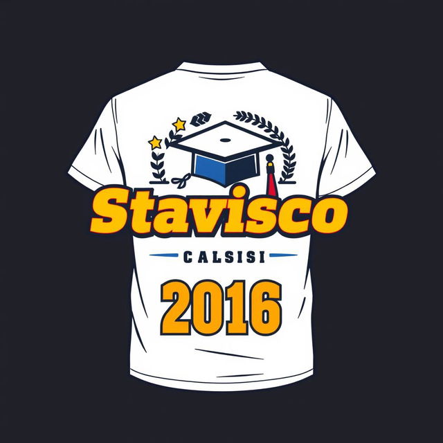 A stylish t-shirt design for a school graduation class with the word ' Stavisco ' prominently displayed