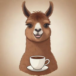 A cartoon image of a brown llama comfortably drinking Uruguayan mate tea.