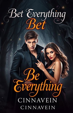 A visually striking book cover featuring a young and beautiful lord of darkness, exuding an aura of mystery and allure, standing confidently in a dimly lit, enchanted forest