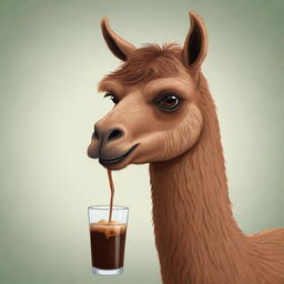 Cartoon depiction of a brown llama sipping on a mate drink.