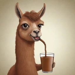 Cartoon depiction of a brown llama sipping on a mate drink.