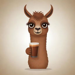 Cartoon depiction of a brown llama sipping on a mate drink.