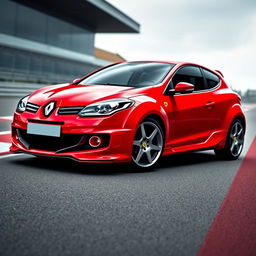A unique Renault Megane designed as if it were created by Ferrari, featuring a bold and sporty aesthetic from the 2000s
