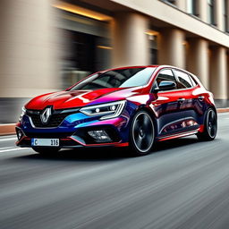 A modern Renault Megane from the 2020s, showcasing a bold and aggressive sport look